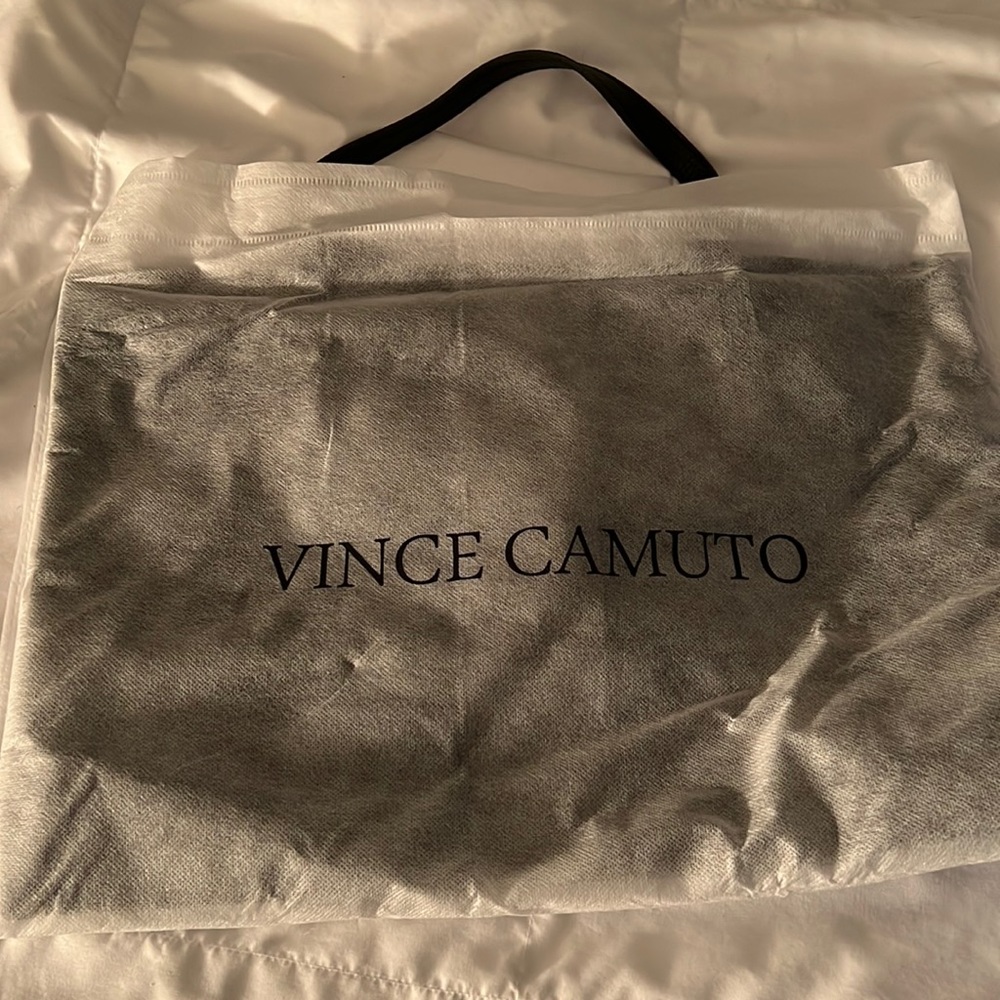 Vince Camuto slim tote black w grey stripe 12 H x 17”L